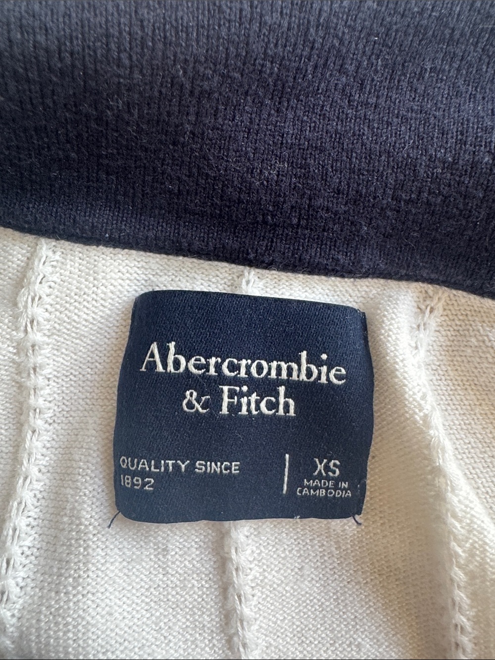 Abercrombie & Fitch White Polo with Navy Accents - Picture 2 of 3
